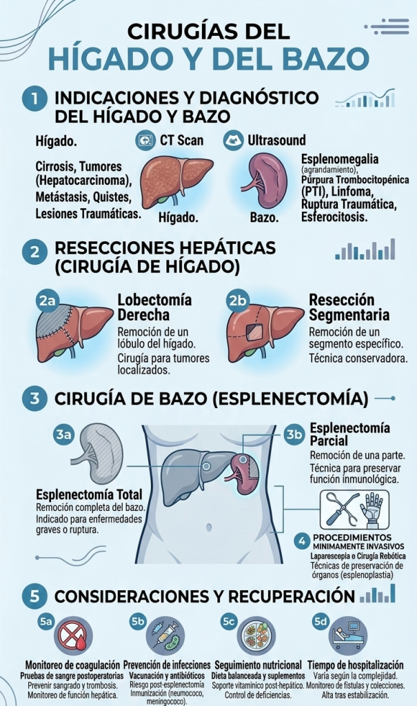 cirugías del higado y bazo